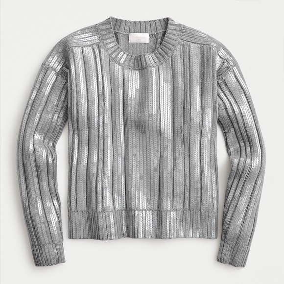 JCREW Collection sequin-striped ribbed crewneck sweater - Picture 3 of 6
